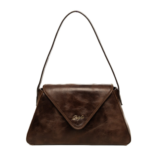 Bolsa insignia trapecio café mármol